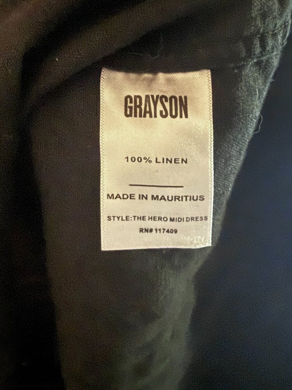 Grayson Frank & Eileen Black Linen Hero Midi Button Front Lagenlook Dress size 3 - Picture 7 of 7